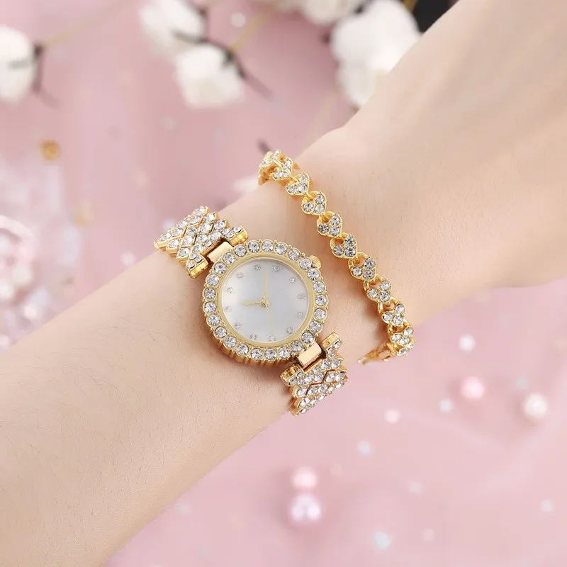 3PCS Fashion High end Small Fresh Women's Full Zircon Exquisite Watch Set Commemorative Festival Gift Gift Best Choice