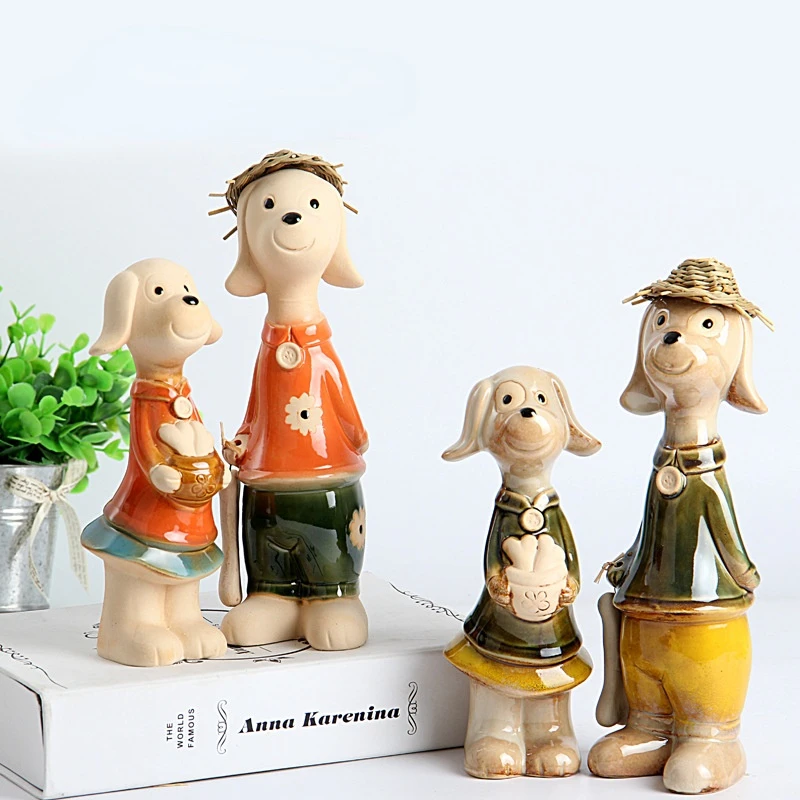 

Ceramic Crafts Creative and Beautiful Cute Puppy Home Decoration Living Room Desktop Decoration Birthday Holiday Gift A Pair