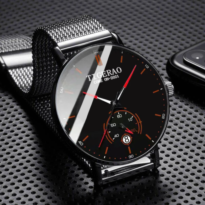 

Exquisite Watches 2022 Male Elegant Ultra Thin Stainless Steel Business Quartz New Wristwatch Fashion Black Casual Watch For Men