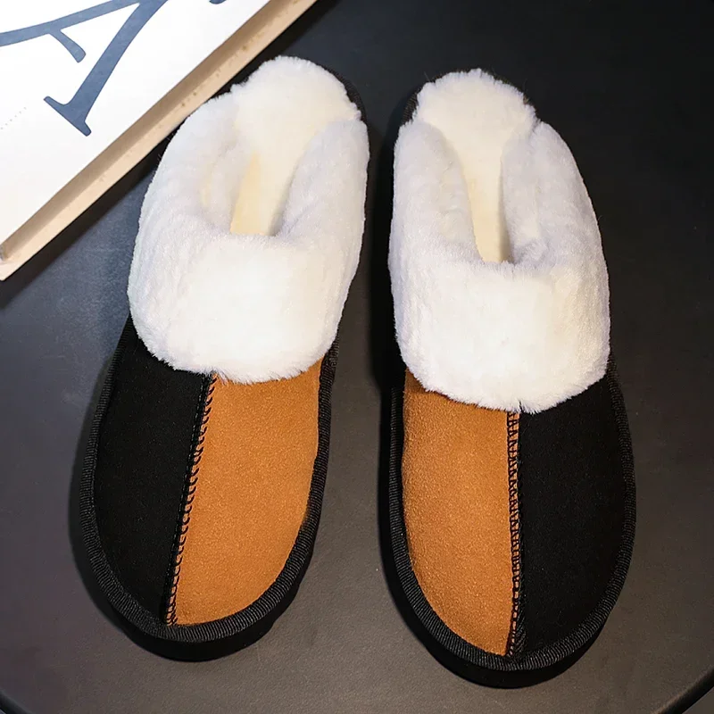 Женские зимние меховые шлепанцы без шнуровки сохраняющие тепло домашняя
