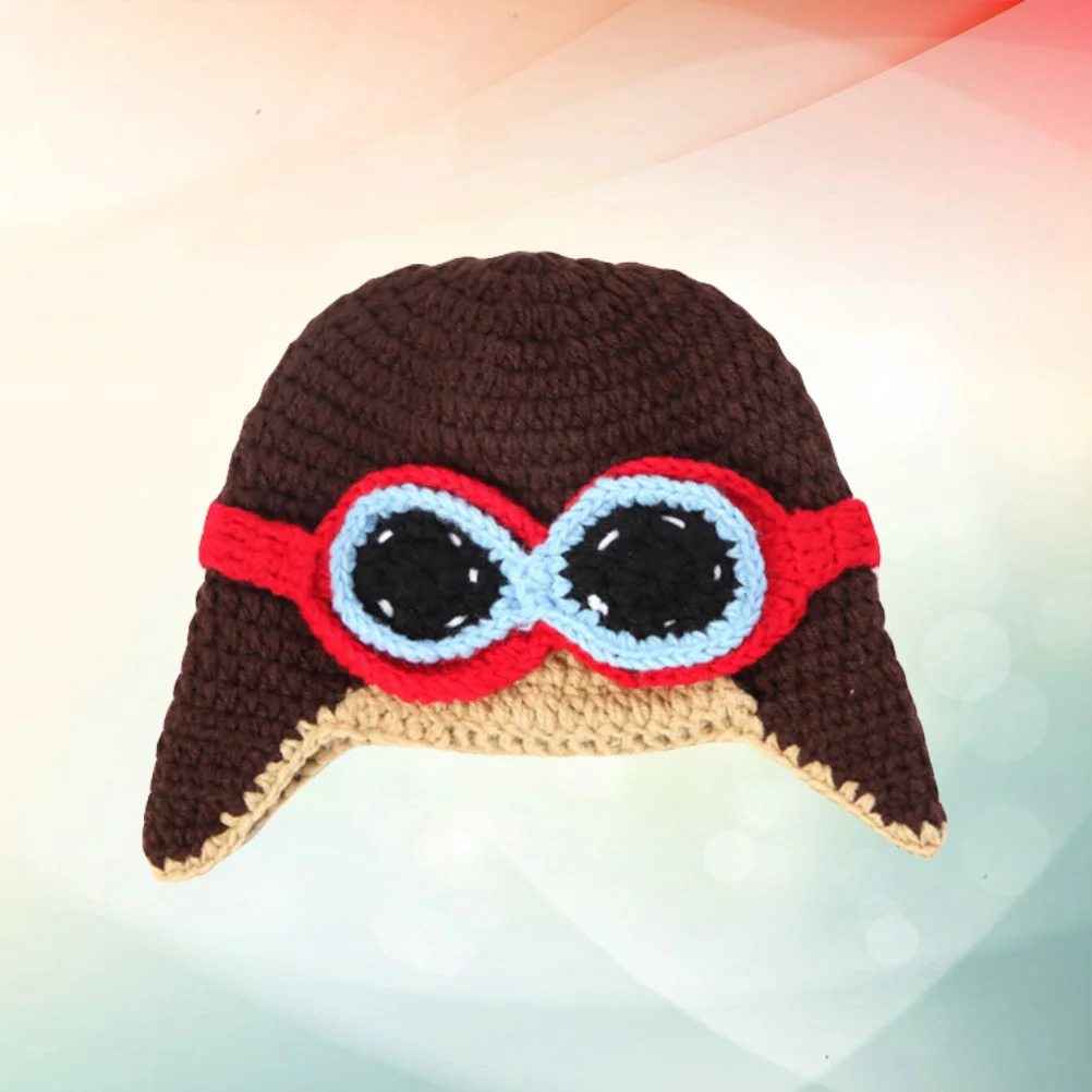 

Hand Knitted Flight Hat Baby Crochet Winter Warm Headdress for Kids Baby Infant (Brown)
