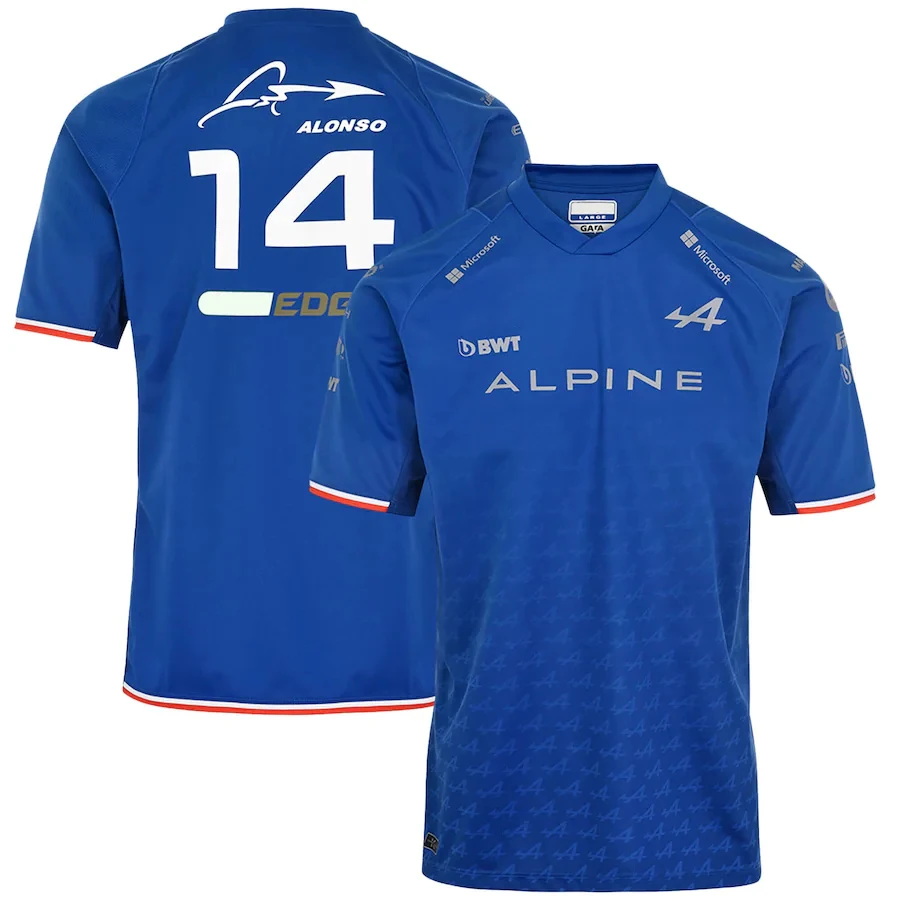 

Summer Selling F1 Formula One Alpine Team Spanish Driver Alonso Blue Short-Sleeved Outdoor Racing Sports Quick-Drying T-Shirt