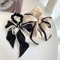 french silk scarf elegant long style hairband womens streamer bowknot hair ring simple tie head rope ladies all match hair rope