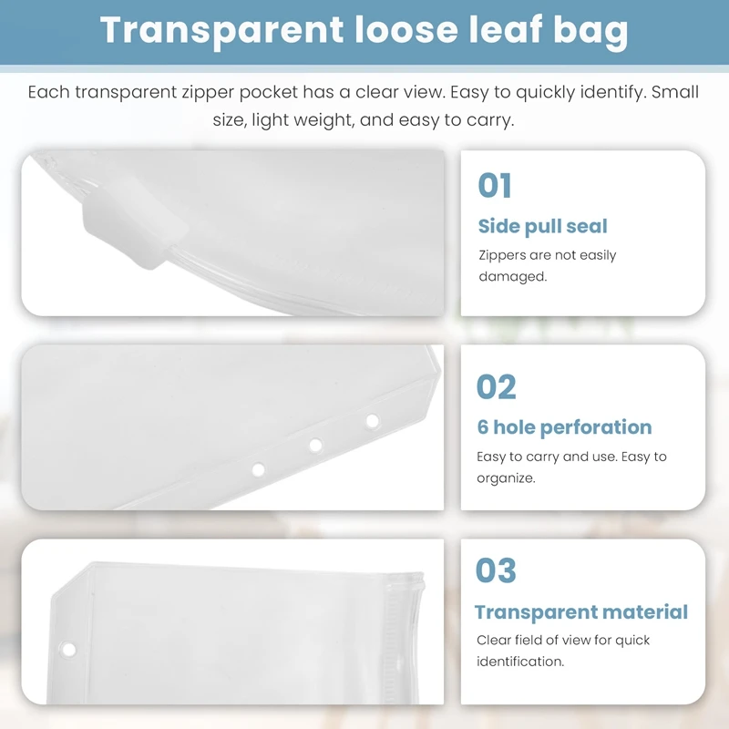 34 шт. карманы для папок формата А6 6 отверстий папки на молнии прозрачные