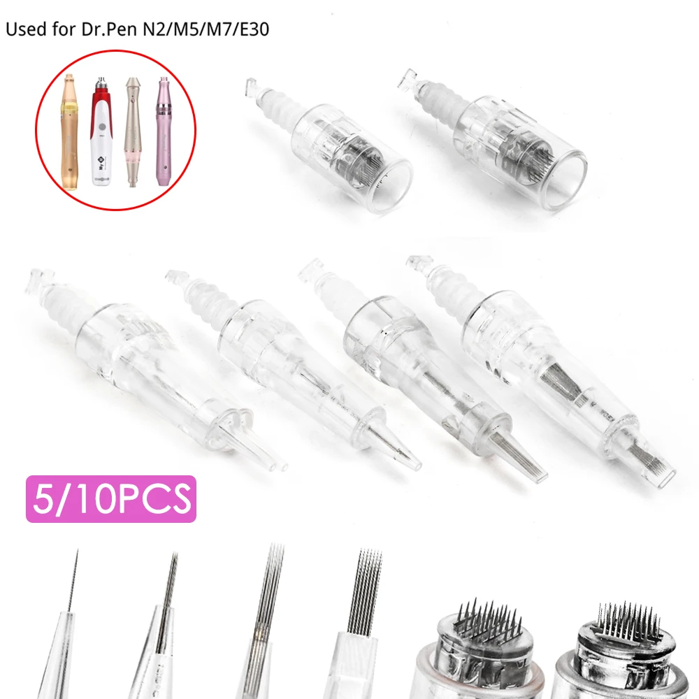 

5/10 PCS Facial Nano Derma Pen Needles Bayonet Cartridge Replacement Microneedling Tattoo Needles for 9/12/36/42 Pin MicroNeedle