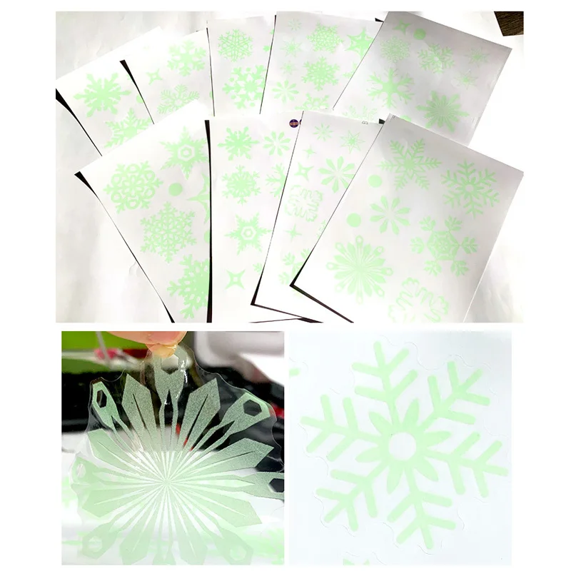 Светящаяся снежинка рождественские наклейки на стену спальня украшение для