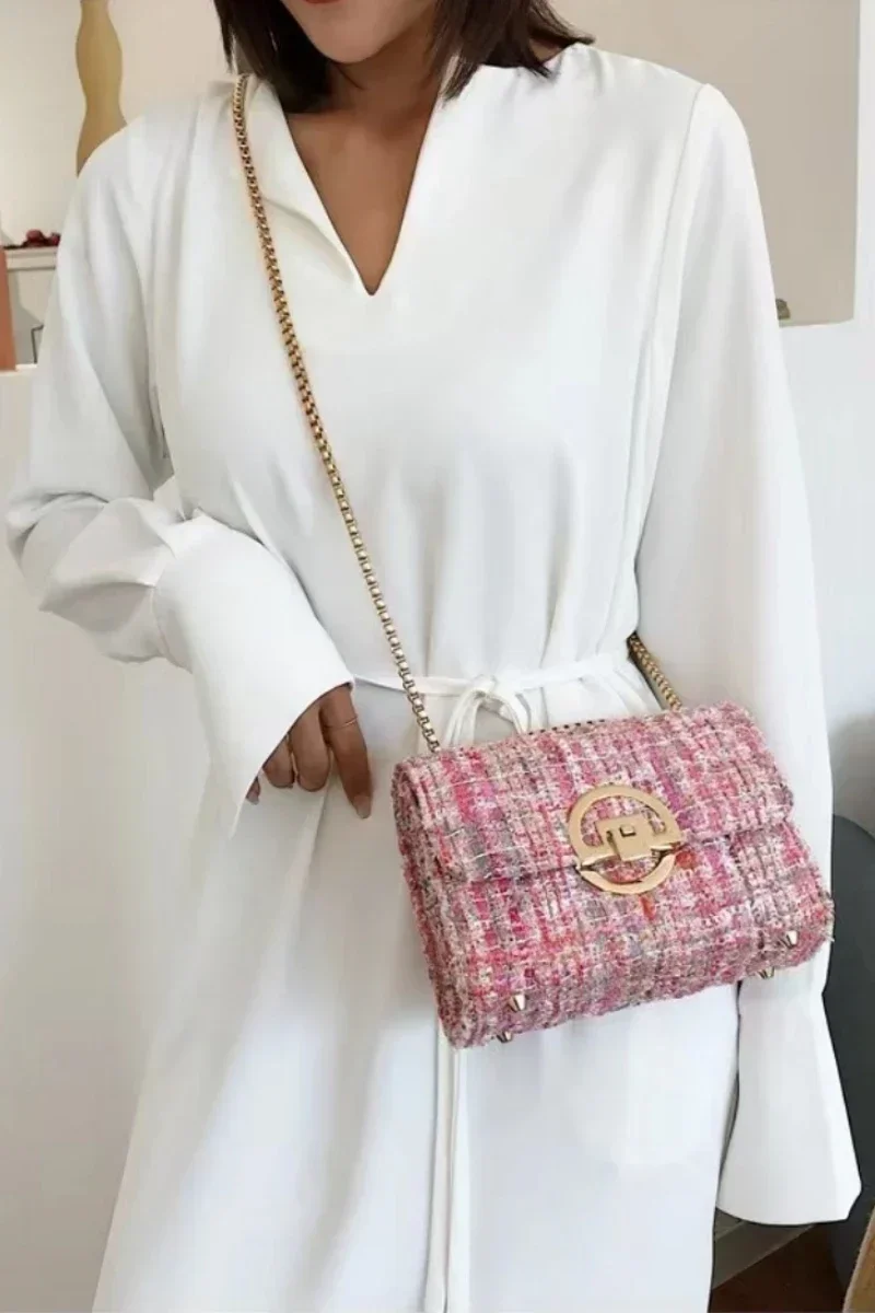 Дизайнерская Женская Твидовая Сумка На Плечо Роскошная Y2K Брендовый Кошелек Для