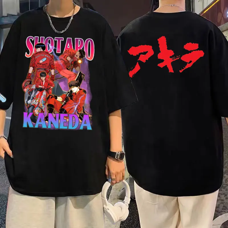 

Двусторонняя женская футболка с японским аниме Akira Kaneda Shotaro, модная футболка в стиле Харадзюку для манги, Мужская футболка в стиле хип-хоп