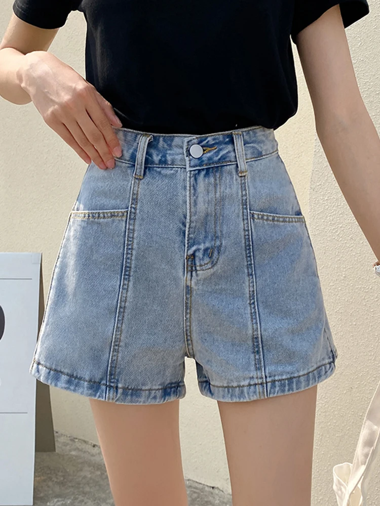 

Женские винтажные джинсовые шорты Ailegogo, свободные джинсовые шорты с широкими штанинами, с эффектом потертости, весна-лето