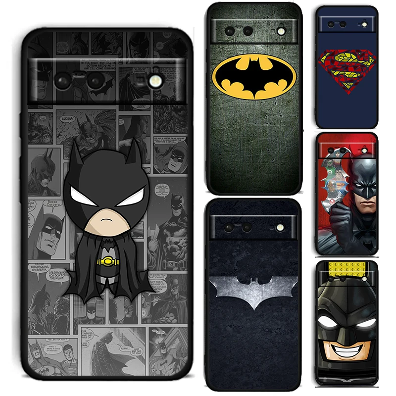 

Batman Superman For Google Pixel 7 6 6A 5 4 5A 4A XL Pro 5G Silicone Shockproof Soft TPU Black Phone Case Cover