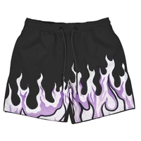 beach summer new mesh breathable flame shorts mens and womens leisure sports trend american but knee length three point pants