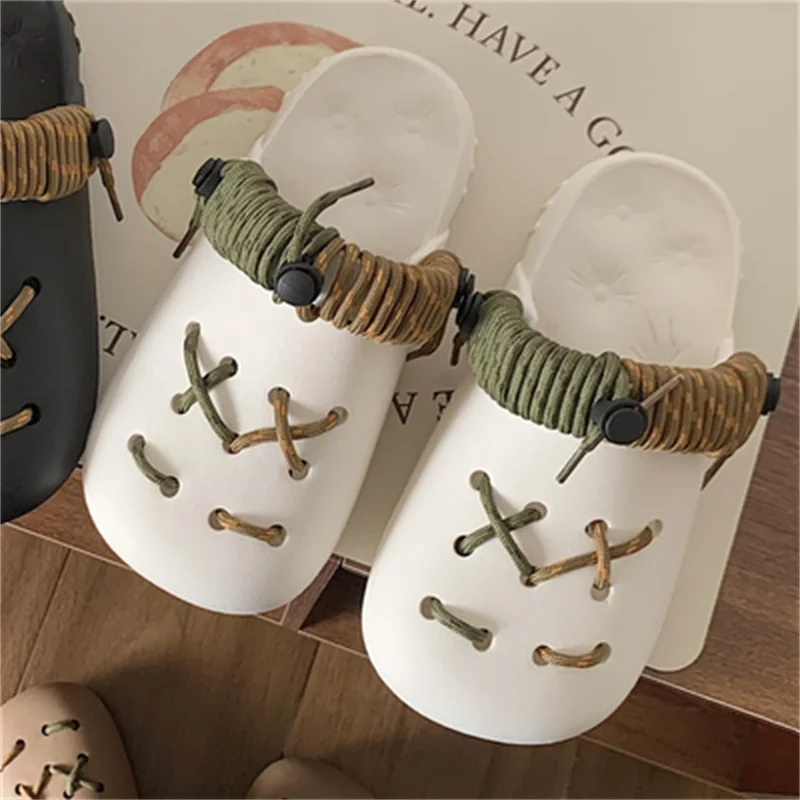 Retro Designer Shoes Women Casual Personality Slides EVA Quality Thick Slippers Lady Non-Slip Sandals Beach Garden Slippers Man
