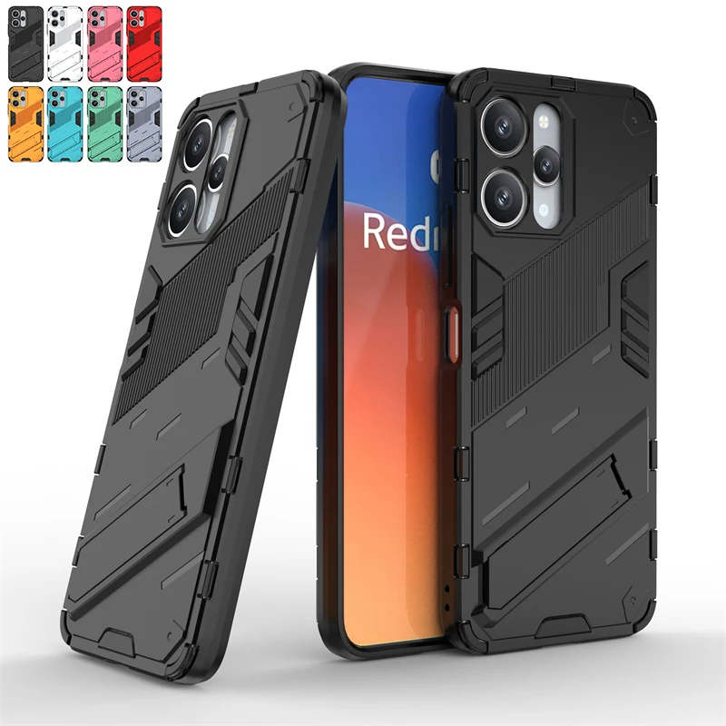 

For Xiaomi Redmi 12 Case Cover Xiaomi Redmi 12 Capas Phone Bumper Back Kickstand Shockproof Holder Cover Xiaomi Redmi 12 Fundas