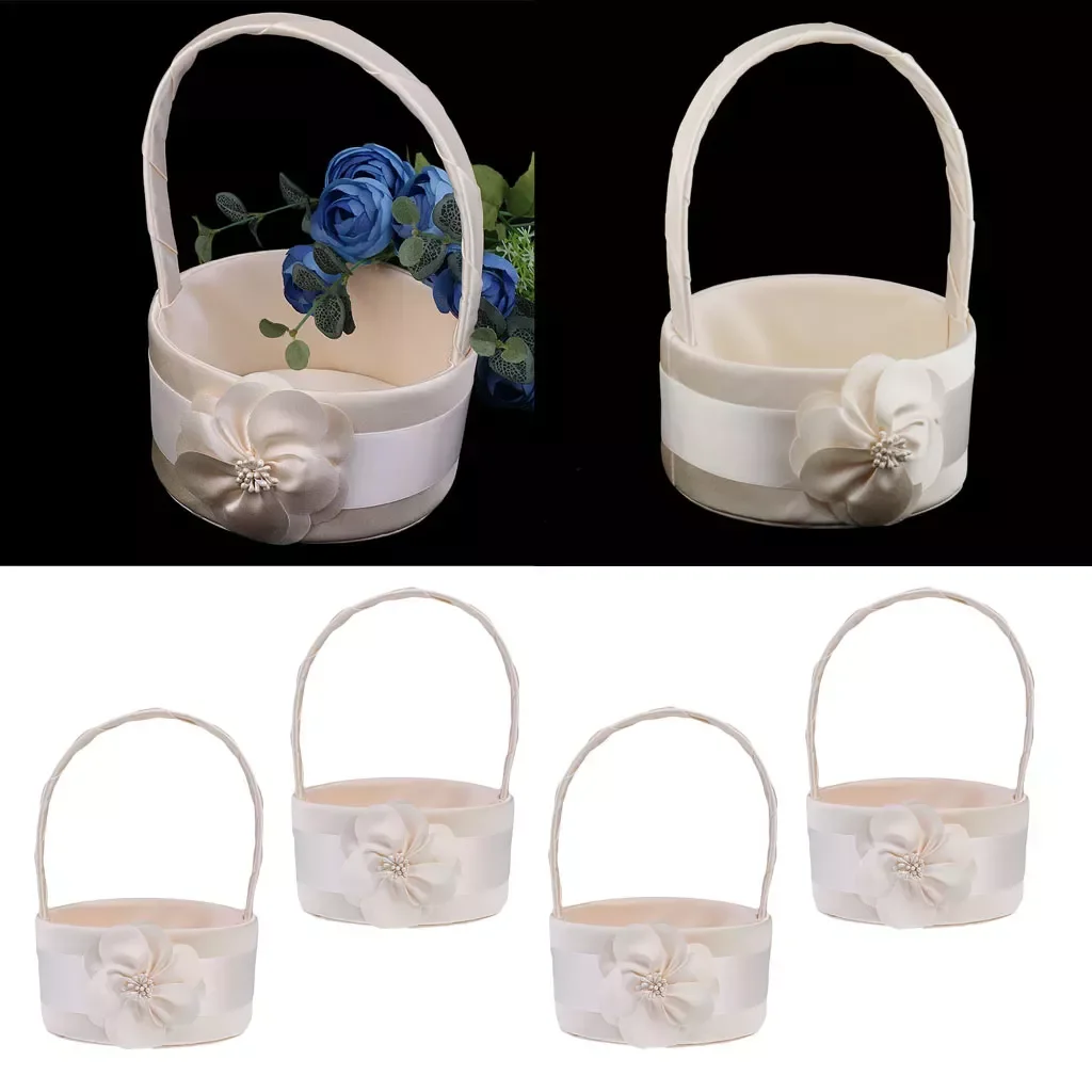 

Упаковка из 4 круглых цветочных корзин для свадебной церемонии для девочек, подружек невесты, бутонов, цветов