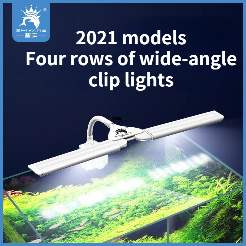 

Fish Tank Aquarium Clip Damp Grass Sea Water LED Lighting Mini Timer Clip Light Natural Color Four Rows Wide Angle Clip Lights