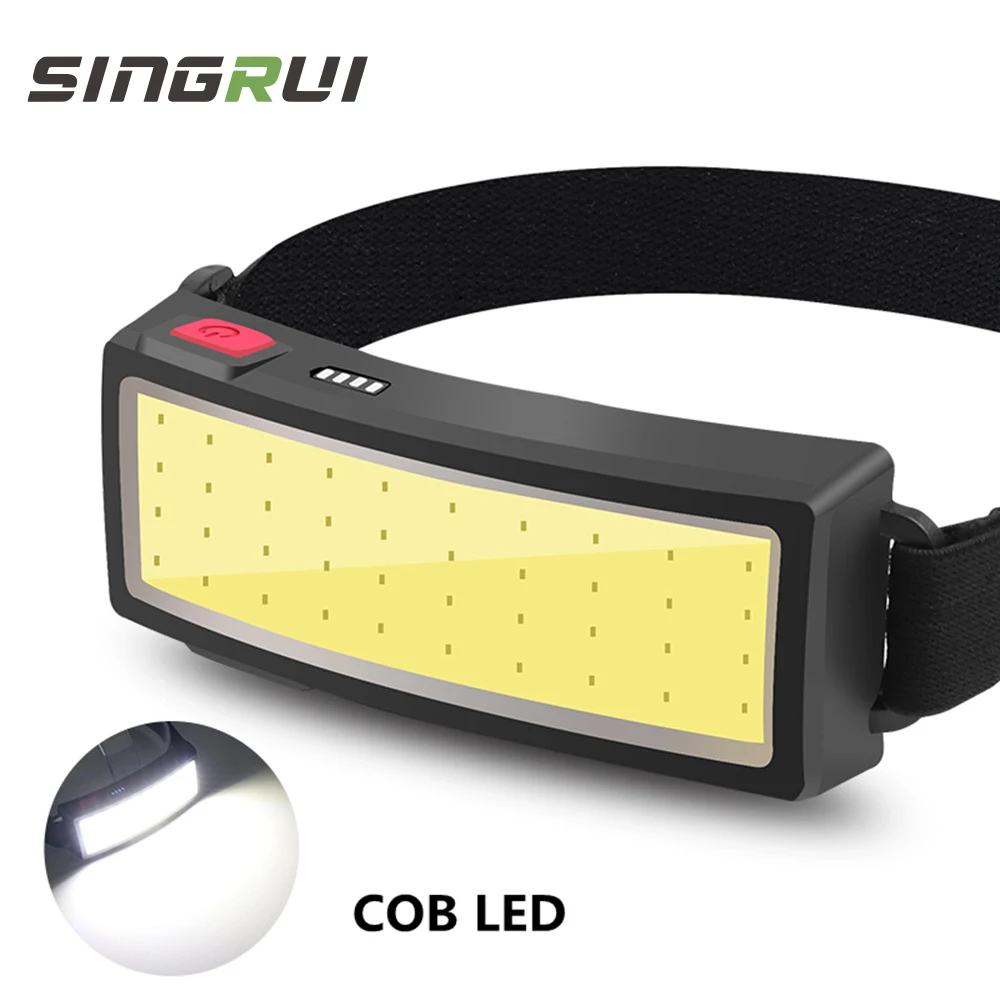 

Новый Головной фонарь SINGRUI с COB-матрицей, яркий Головной фонарь для рыбалки, бега, встроенный аккумулятор, USB Перезаряжаемый прожектор, лампа