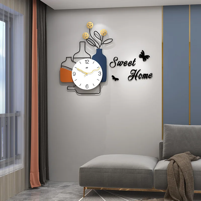 

Decorative Wall Clock Brief Style Large Silent Battery Operated Non Ticking Hanging Clock Home Office Background Wall Sticker