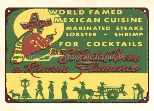 Рекламный металлический жестяной знак El поче кафе Сан-Габриэль Калифорния