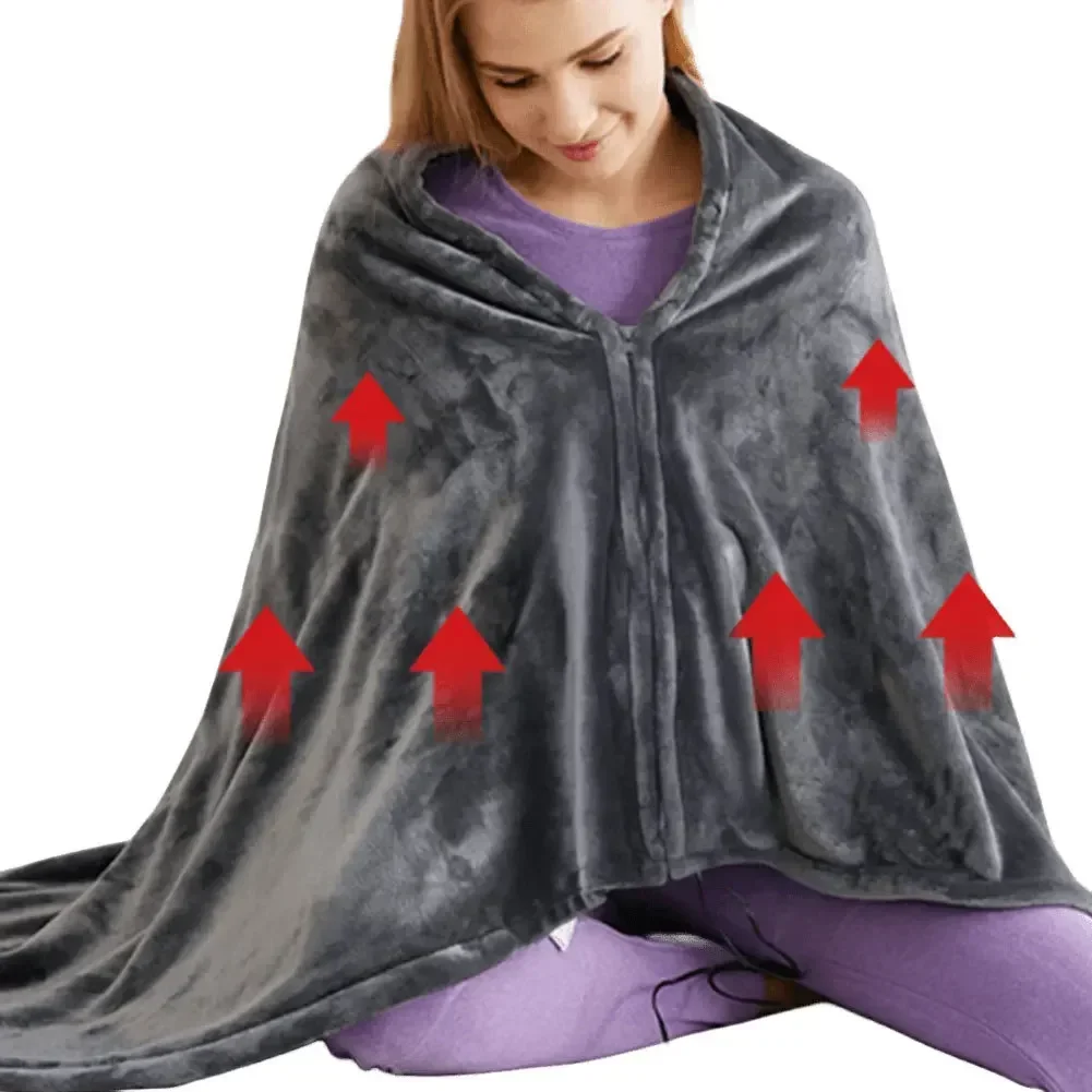 USB Electric Heated Blanket 3 Heating Levels Fleece Heated Blanket Wearable Heating Lap Blanket for Household Office 150x80cm (art.: 3920cb200d4ef) - 3920cb200d4ef