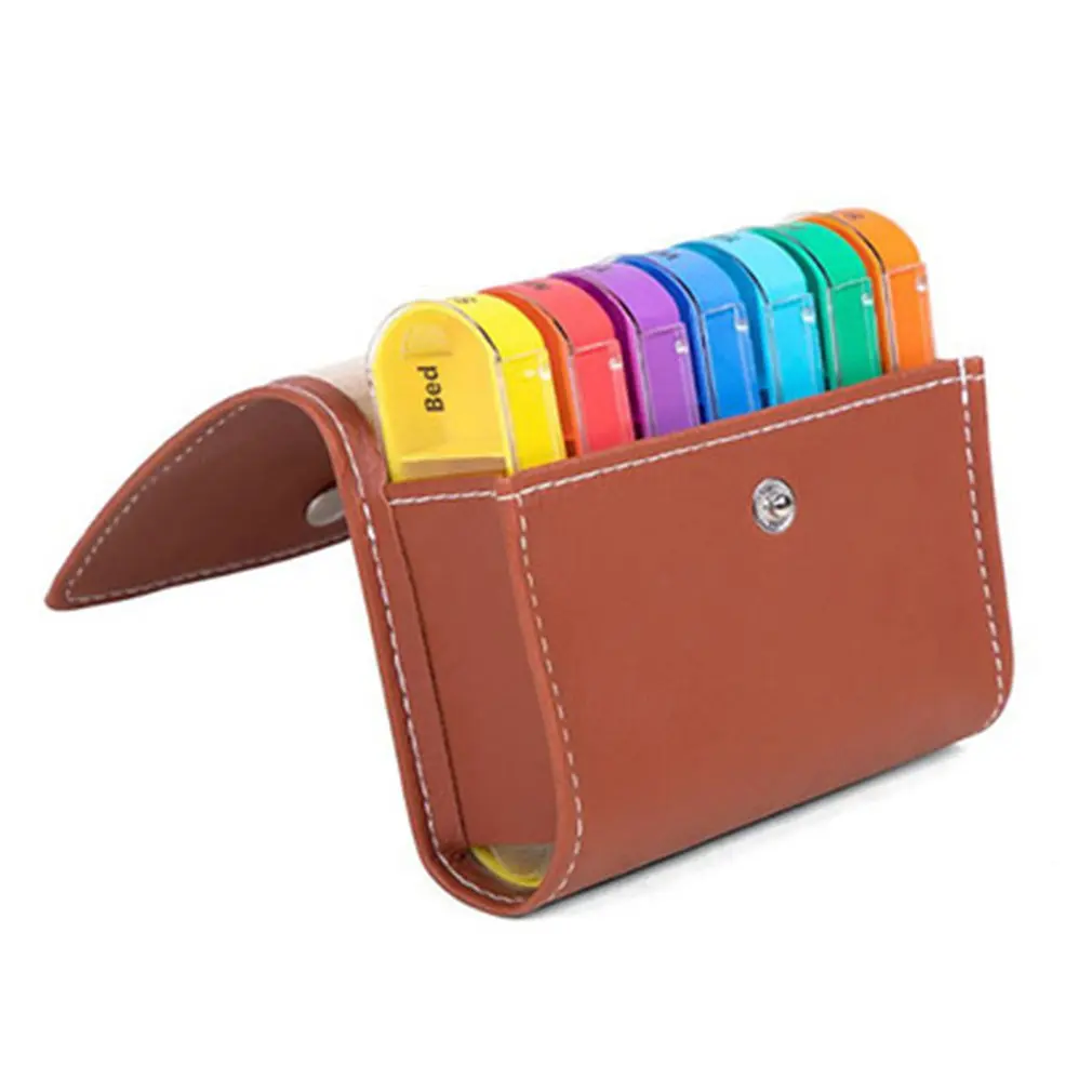 

Pill Organizer Large Daily Pill Box With PU Leather Case Medicine Organizer Pill Container For Vitamin Fish Oils Supplement