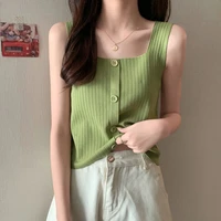 knitted suspender tank top womens ice silk is trendy and thin wear it outside with a square collar shirt inside tank top women