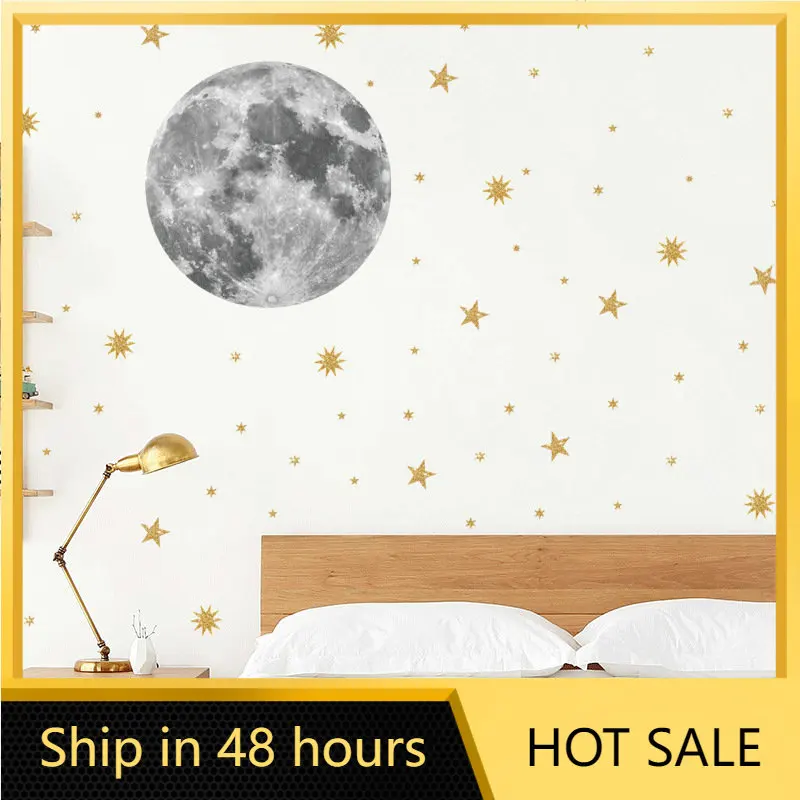 

Spray Paint Primary Color Star Moon Wall with Nordic Moon Wall Sticker Children's Room Wall Sticker Wandaufkleber Sticker