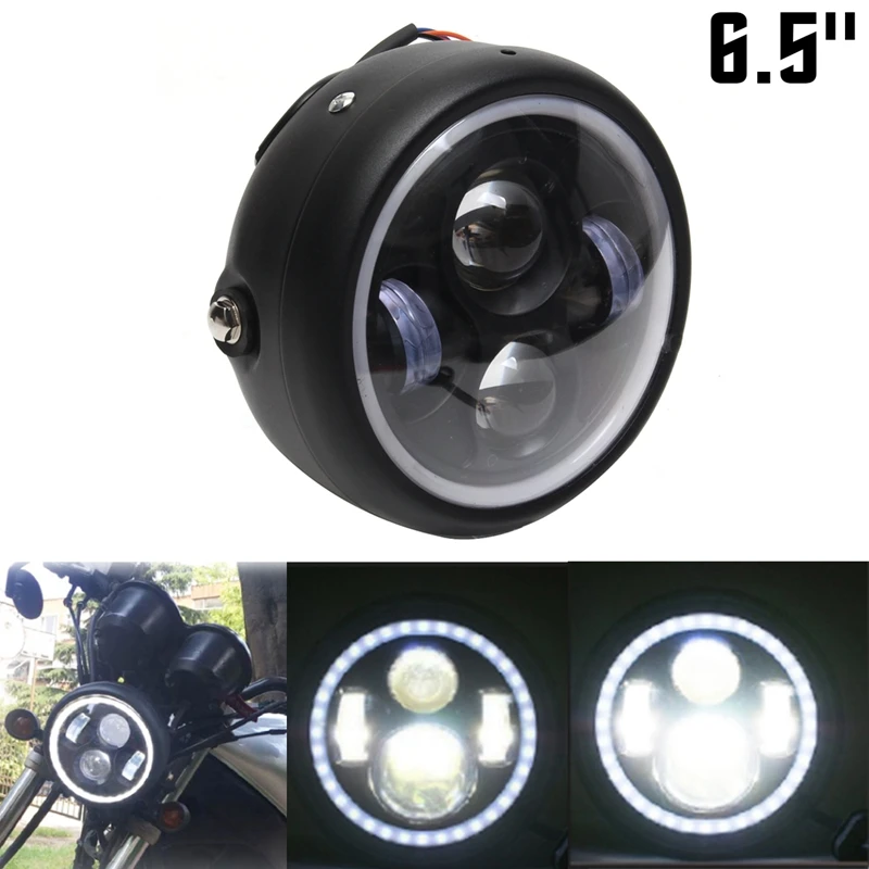 

Мотоциклетная светодиодная фара «ангельские глазки», фара дальнего и ближнего света, универсальная передняя фара для Кафе Racer без кронштей...