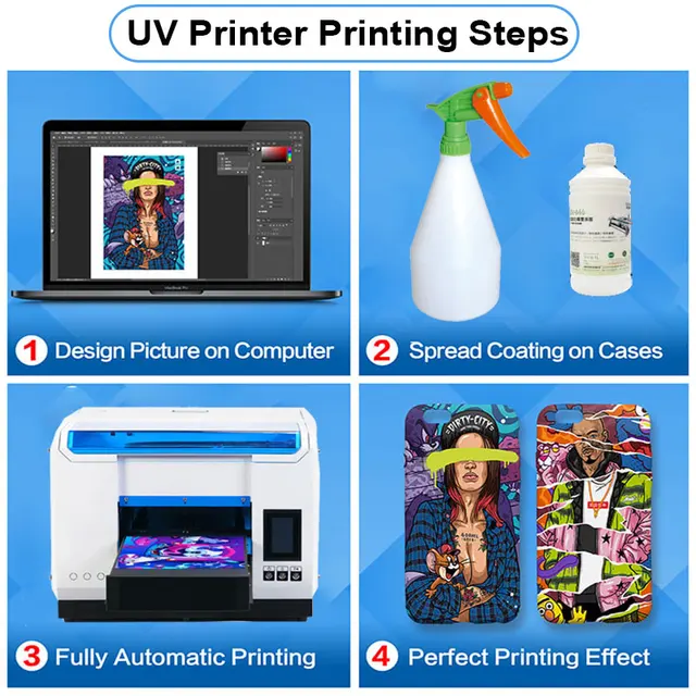 A3 Pro UV Flatbed Printer EPSON R1390/TX800 Dual Printhead UV Printer Support Varnish Printing for Bottle Phonecase Acrylic Etc 4