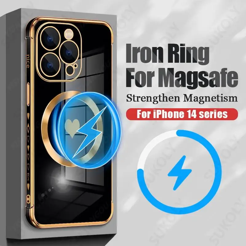 

Love Heart For Magsafe Magnetic Case For iPhone 14 13 Pro Max 12 Pro 11 Shockproof Plating Soft TPU Phone Cover For iPhone 13 14
