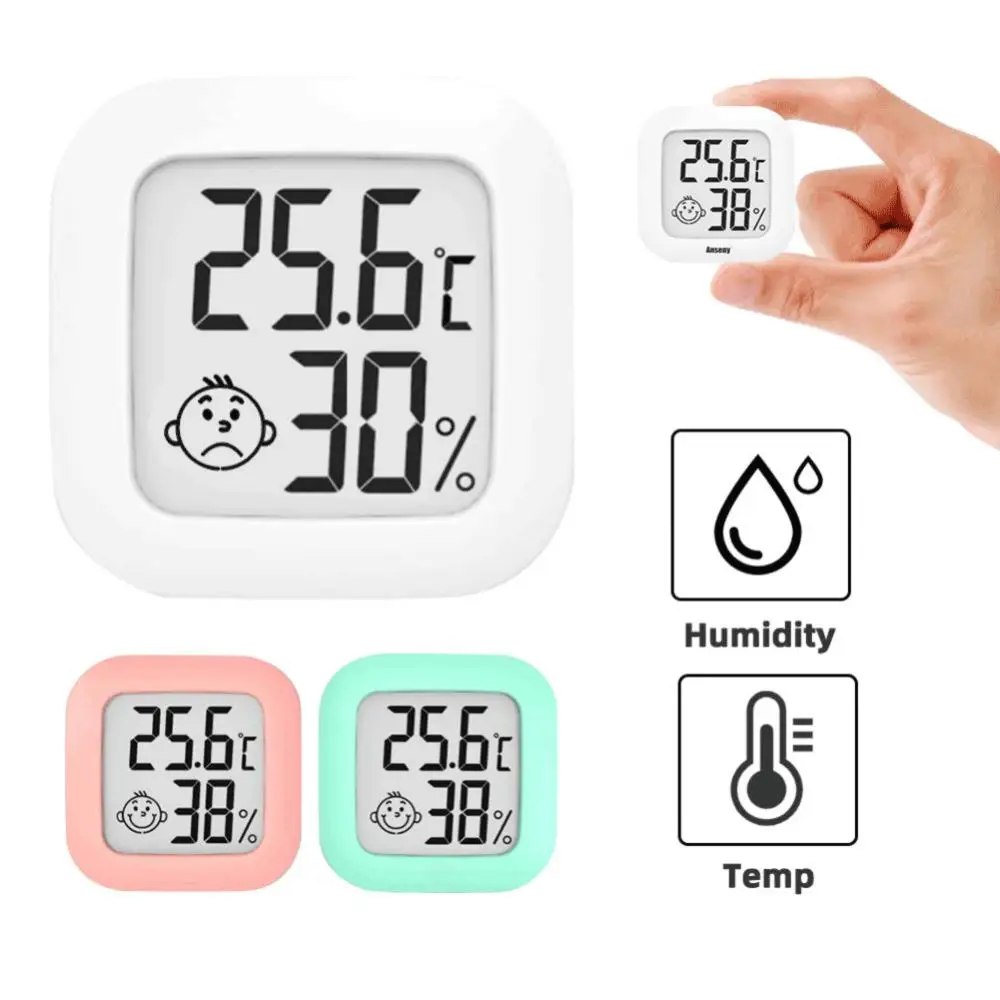 

CoRui Mini Thermometer With Emotional Digital Celsius/Fahrenheit Temperature And Humidity Meter Sensor Indoor Thermohygrometer