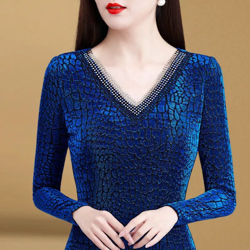 

Women's Sexy Bottoming Shirts 2022 Spring Autumn New Elegant Long Sleeve Blouses Fashion Office Ladies V-neck Slim Tops B17