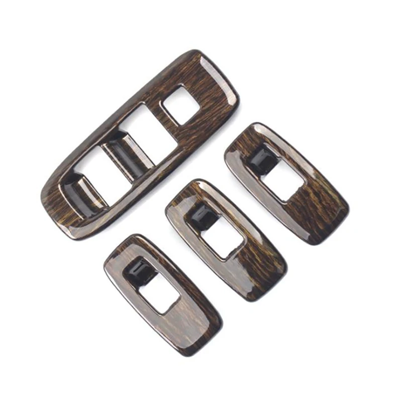 

For Ford Ranger Everest Endeavor 2015+ Car Window Lift Switch Button Panel Cover Trim Decorator Accessories, Wood Grain