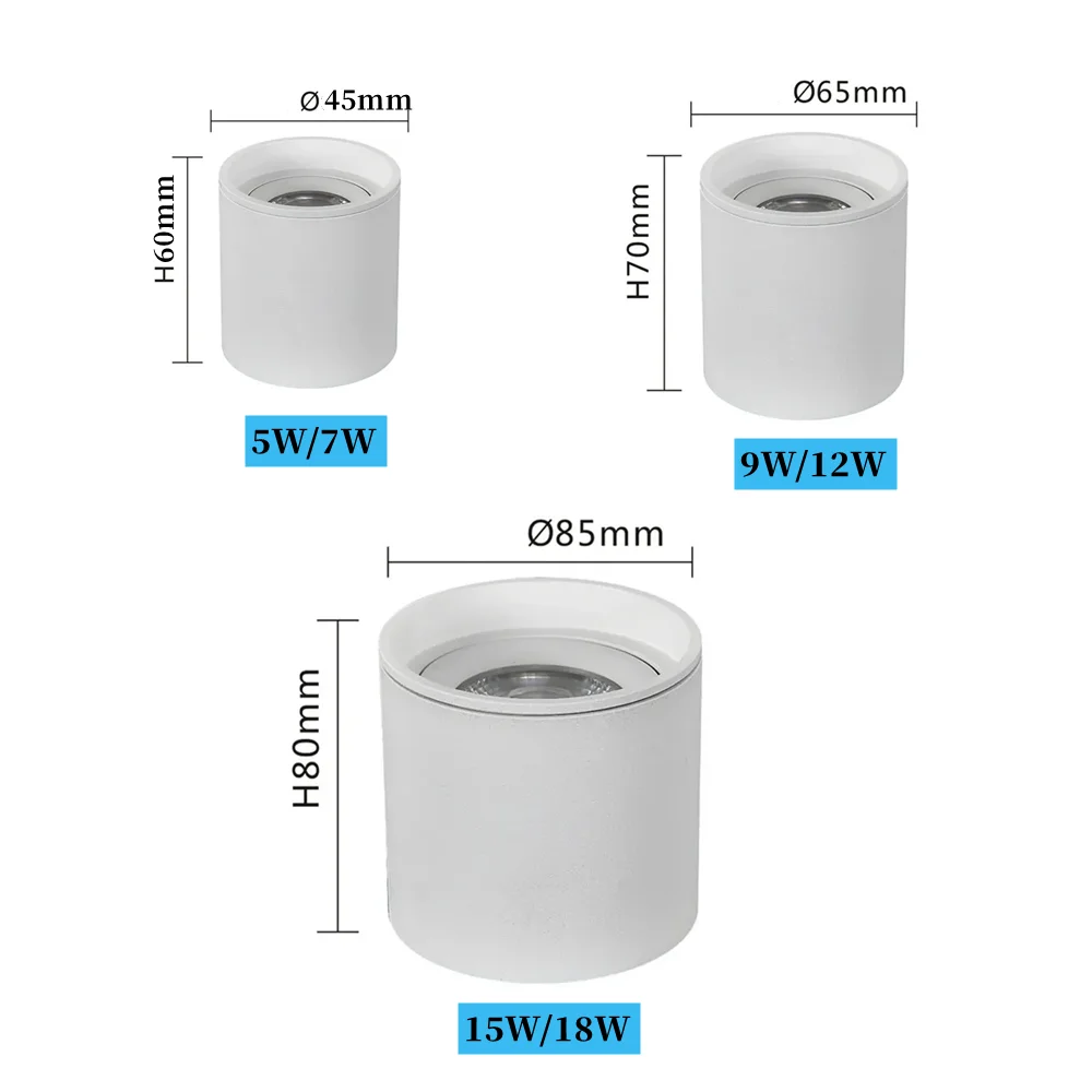 Цилиндрические светодиодные светильники с регулируемой яркостью 6 Вт 10 12 15 22 COB