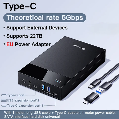 Док-станция для жесткого диска Meetiger 3, 5 дюйма, многофункциональный жесткий диск SATA Type-C, внешний жесткий диск с USB-адаптером, удлинитель концентратора
