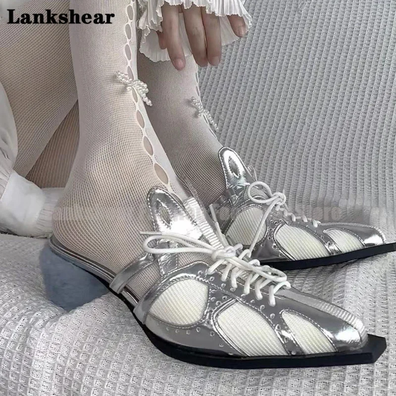 Туфли Muller женские на шнуровке летние сандалии с острым носком высоком каблуке