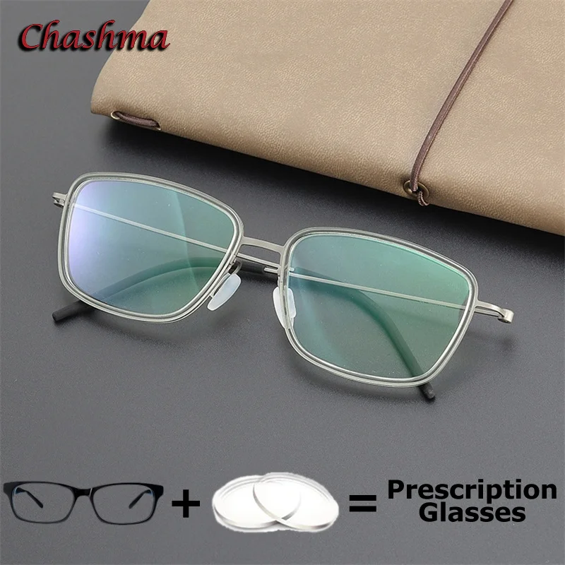 Мужские ультралегкие оптические очки по рецепту титановые безвинтовые линзы для