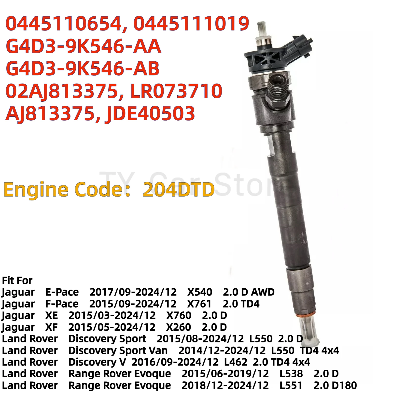 0445110654 G4D3-9K546-AA для Jaguar Land Rover Discovery Sport 2.0D 204DTD форсунка дизельного топлива новая