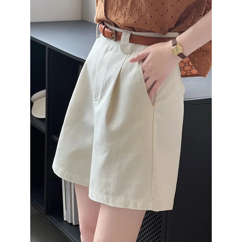 Women's Cargo Shorts Korean High Waist Loose Wide Leg Pants Versatile Casual Pants 2023 Summer Solid Color Commuting Clothes