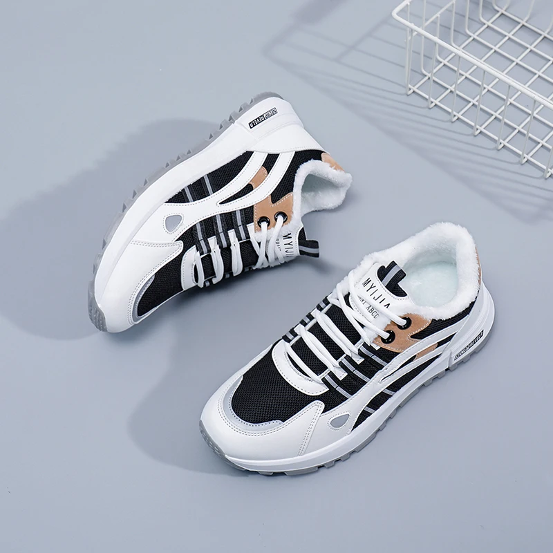 Shoes Genuine Leather Small Cotton 2 03 New Hundred Steps Winter Velvet plus White Running Women Warm High-Grade Matc...