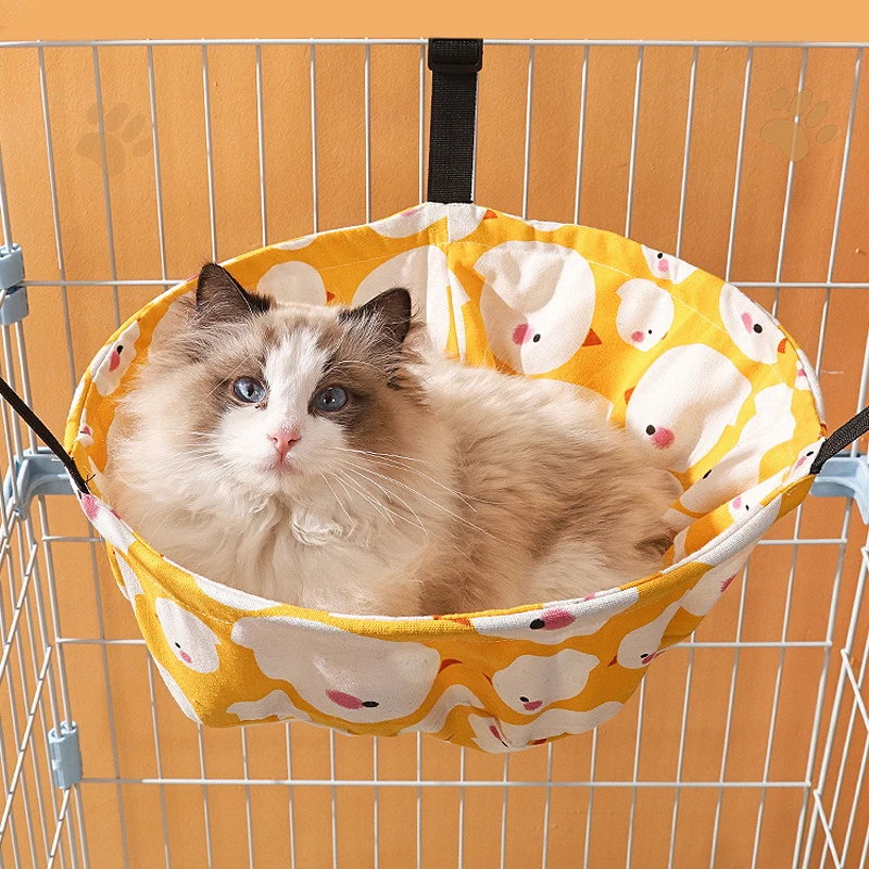 

Cat Hanging Hammock with 3 Hook Adjustable Straps Pet Cage Hanging Bed Double-Sided Available Kitten Resting Sleepy Nest Animals