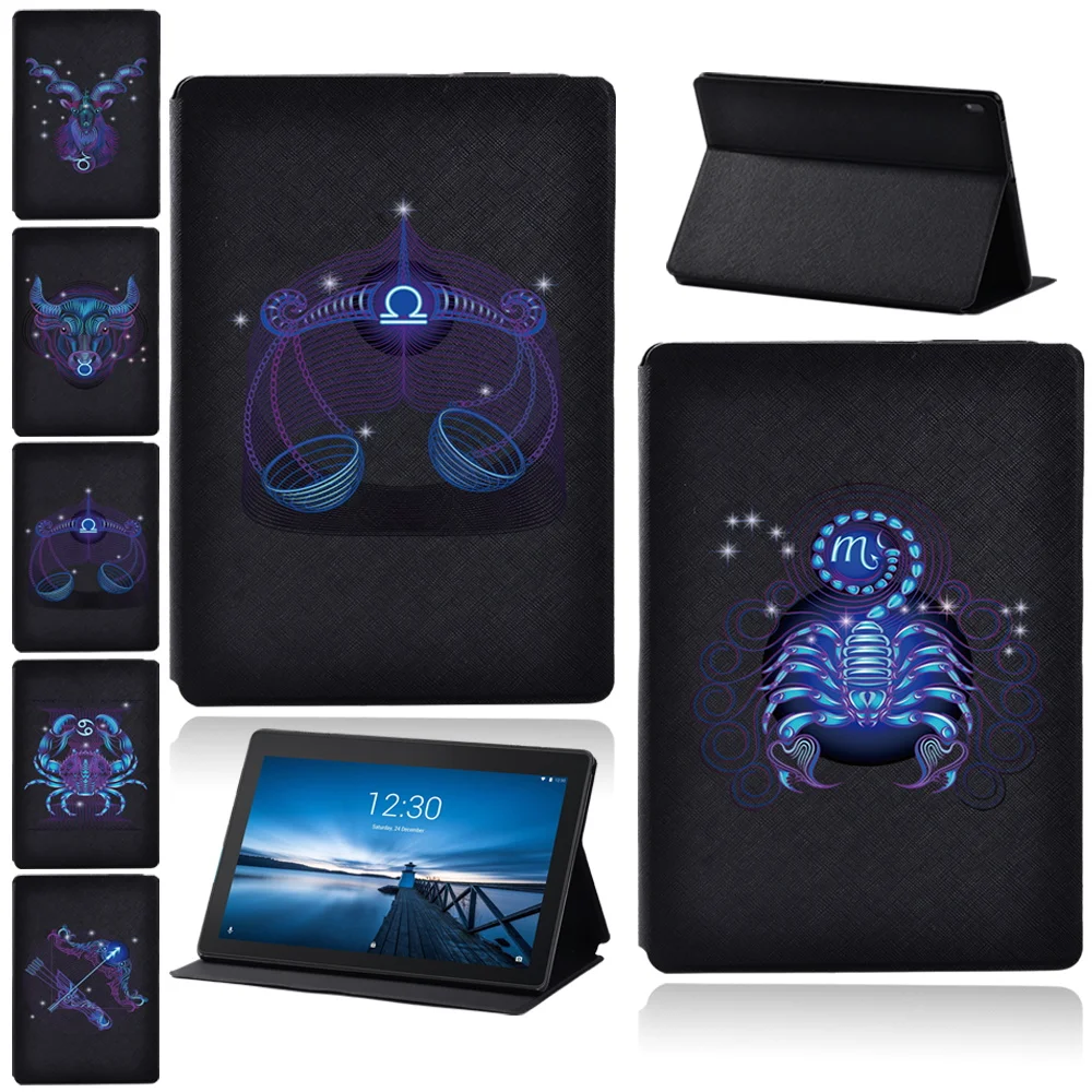 

Tablet Case for Lenovo Tab M10 X605F X505F/Tab M10 PLUS X606F X Cover Zodiac Pattern Portable Leather Stand Cover E10 TB-X104F