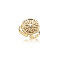 sun ring stainless steel ring for women gold metal sun flower coin open ring adjustable ring female 2022 fashion jewelry