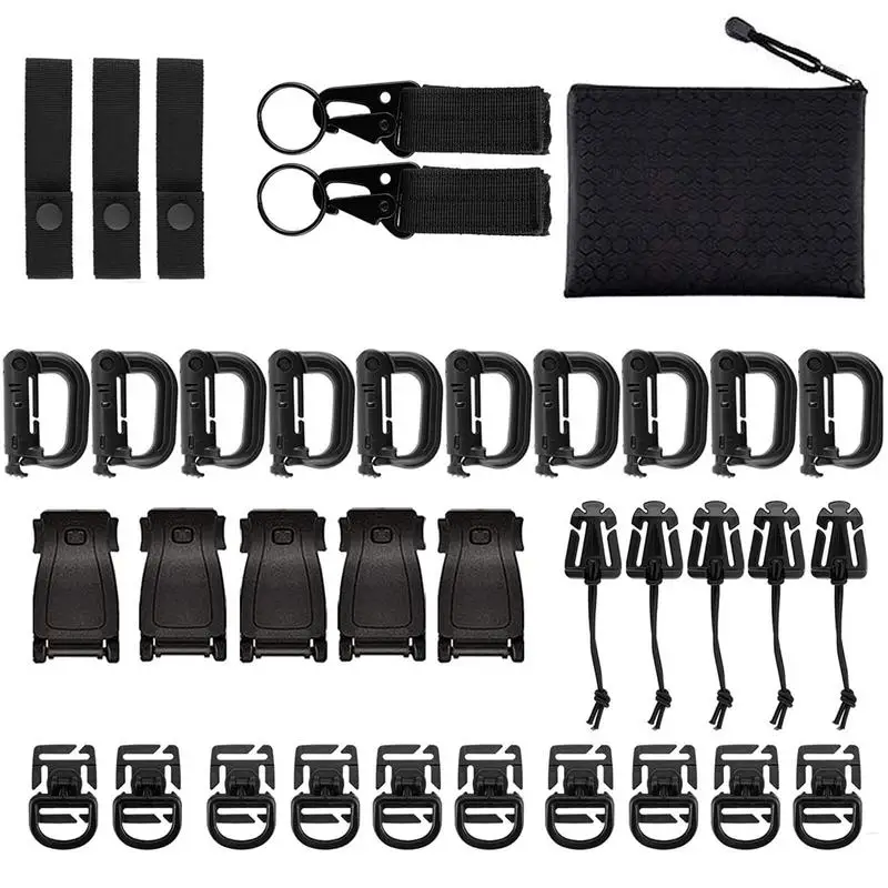 

Molle Accessories Attachments 35 Pcs Molle Carabiner Clips And Straps For Webbing With Molle Pouches D-Ring Grimloc Locking Gear