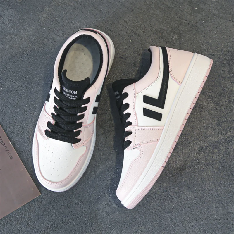 

2022 Flat Shoes Ladies Sneakers Fashion Running Lace-up Women's Shoes Outdoor Breathable PU Vulcanized Shoes Feminino Zapatillas
