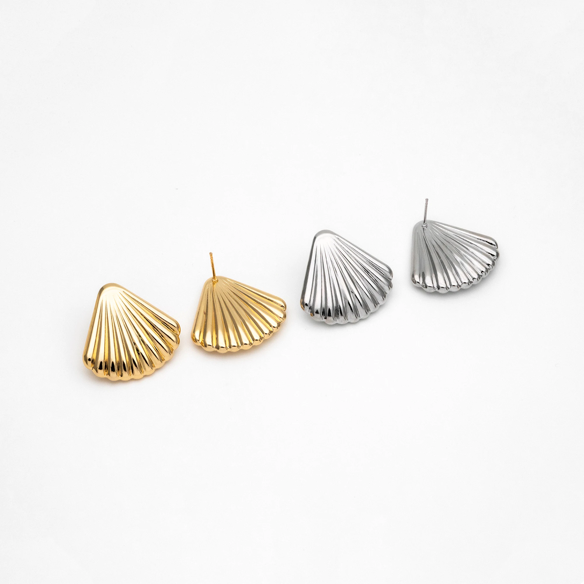 4 шт. золотые/серебряные серьги-ракушки латунь с золотым/родиевым покрытием