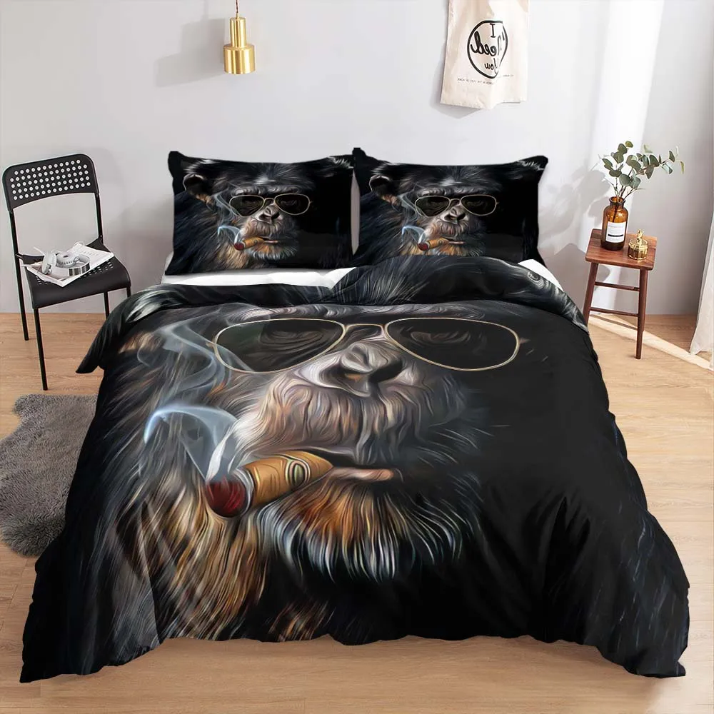 

2022 Chimpanzees Bedding Set Flower 2/3PCS Rose Print Luxury Bed Linen For Duvet Cover Pillowcase Bedclothes Room Decoration