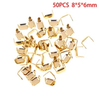 50pcs brass leather staples two prong for belt loops keeper connect craft fastener hardware accessories