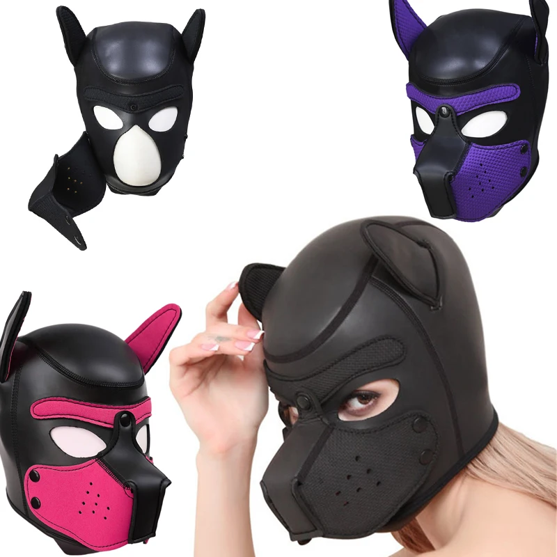 

Rubber SM Leather Padded Hood Blindfold,Head Harness Mask Gag, BDSM Bondage ,Sex Toys For Couples Accessories Role Play Dog Mask