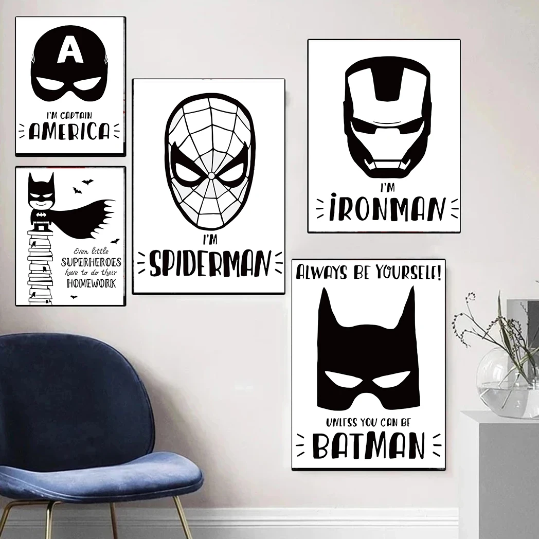 MINISO Marvel Человек-паук черно-белый супергерой кино стены художественные плакаты