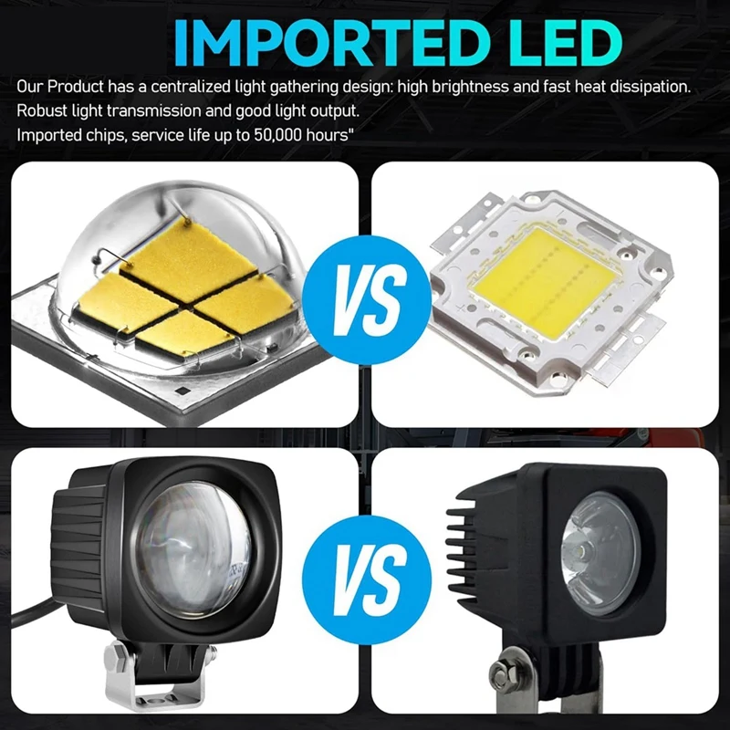 Квадратные светодиодные защитные фонари для вилочных погрузчиков синий DC 10-80 В